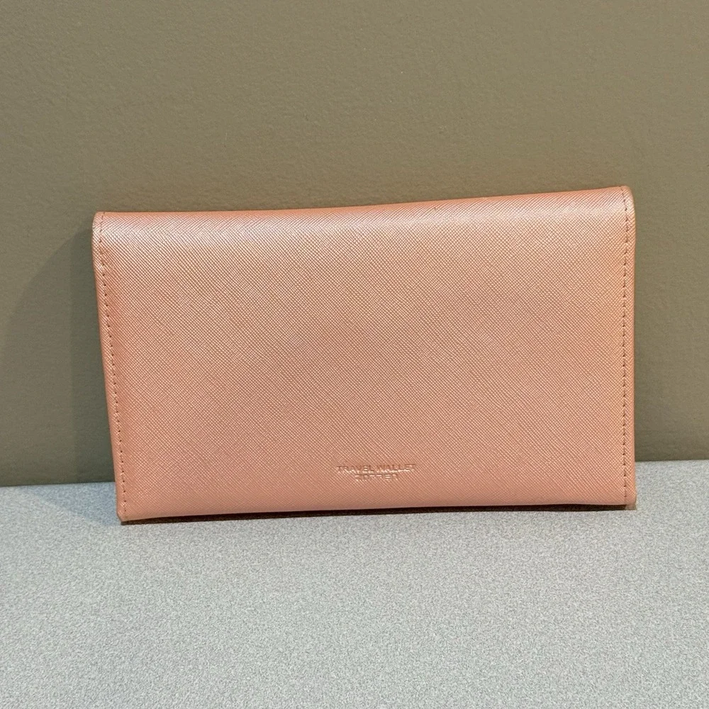ID Card Holder Three‎ Fold Multi-function Travel Passport Cover wallet(Pink)